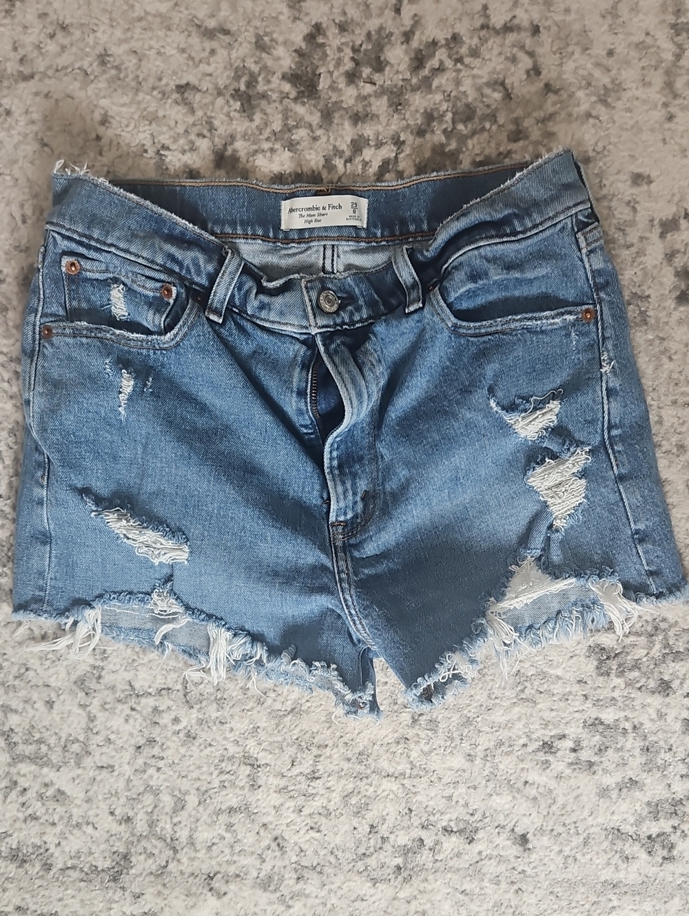 Abercrombie & Fitch Light Blue Distressed Denim Shorts